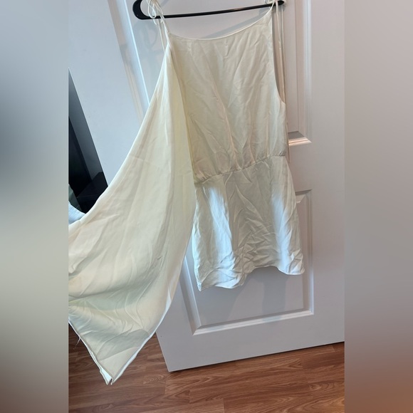 Alexis Wesley One-Shoulder Silk Mini Dress  Cream - Picture 10 of 16